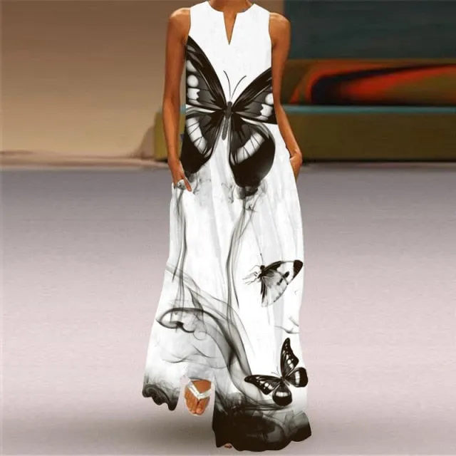 Patterned Elegant Casual Vintage Long Dresses