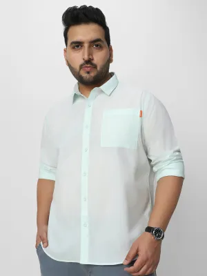 Plus Men's Pastel Blue Cotton Full Sleeve Regular Fit Casual Solid Shirt