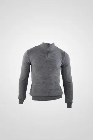 PORTABELLA,SOLID-1/4ZIP-SWEATERS-DRS-D03-GREY