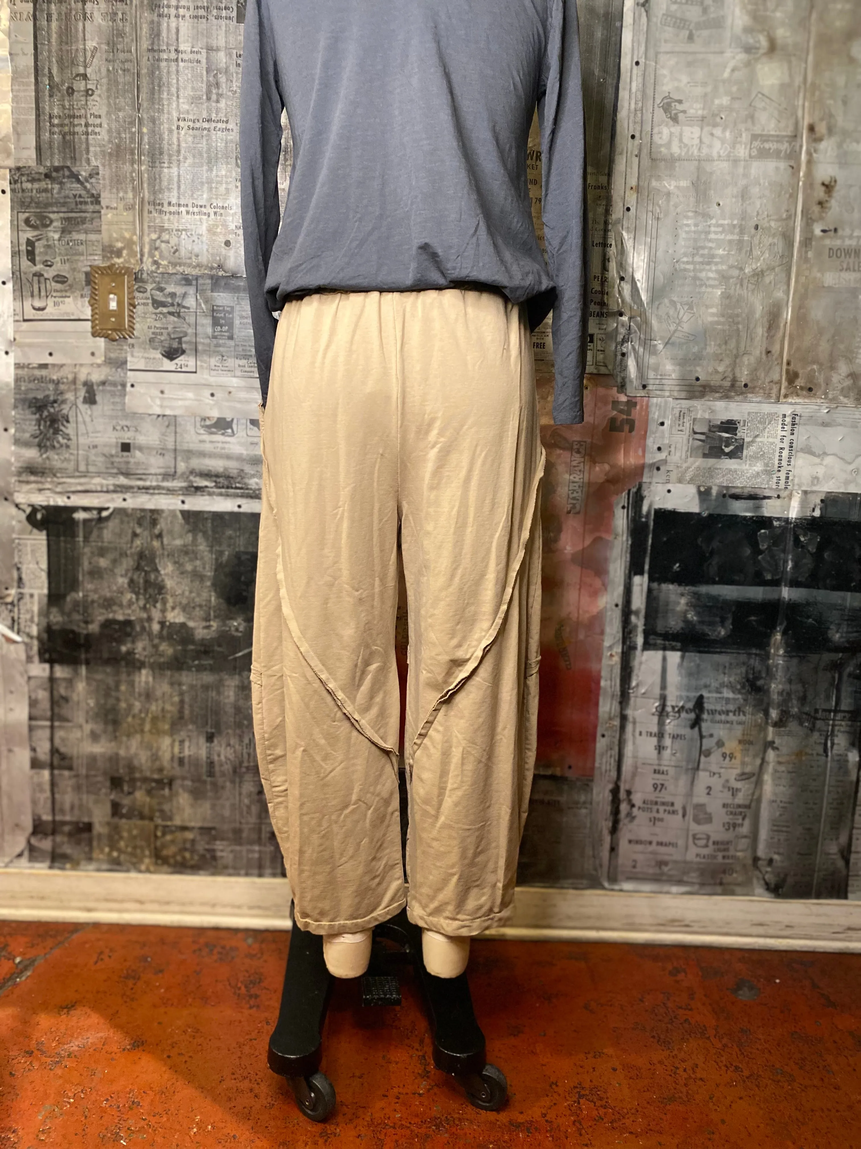 Raw Edge Pants-Camel