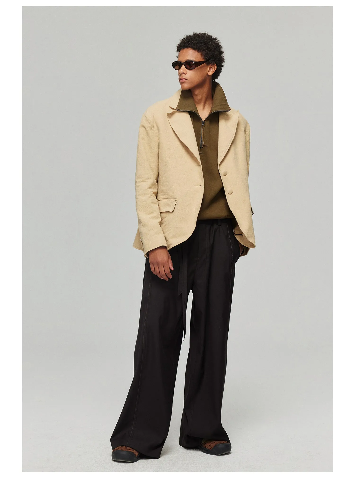 Side seam pressed belt casual pants