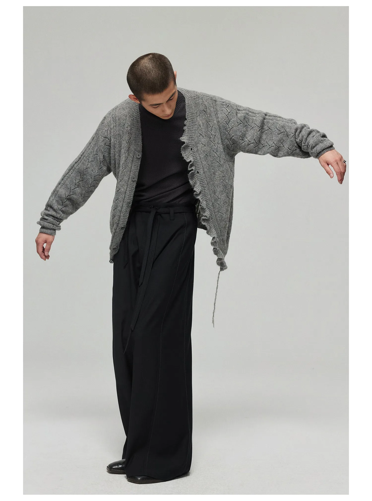 Side seam pressed belt casual pants