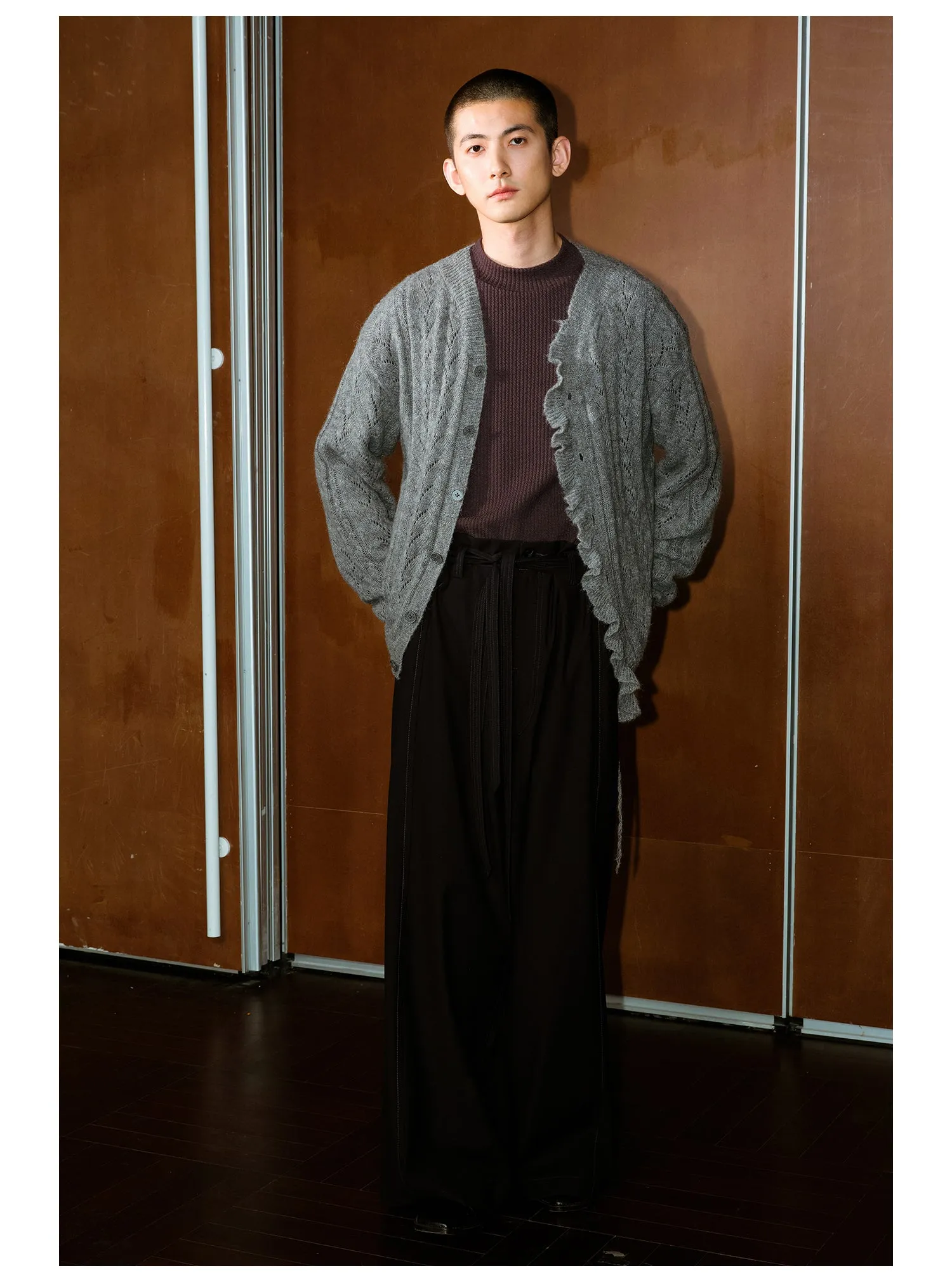 Side seam pressed belt casual pants