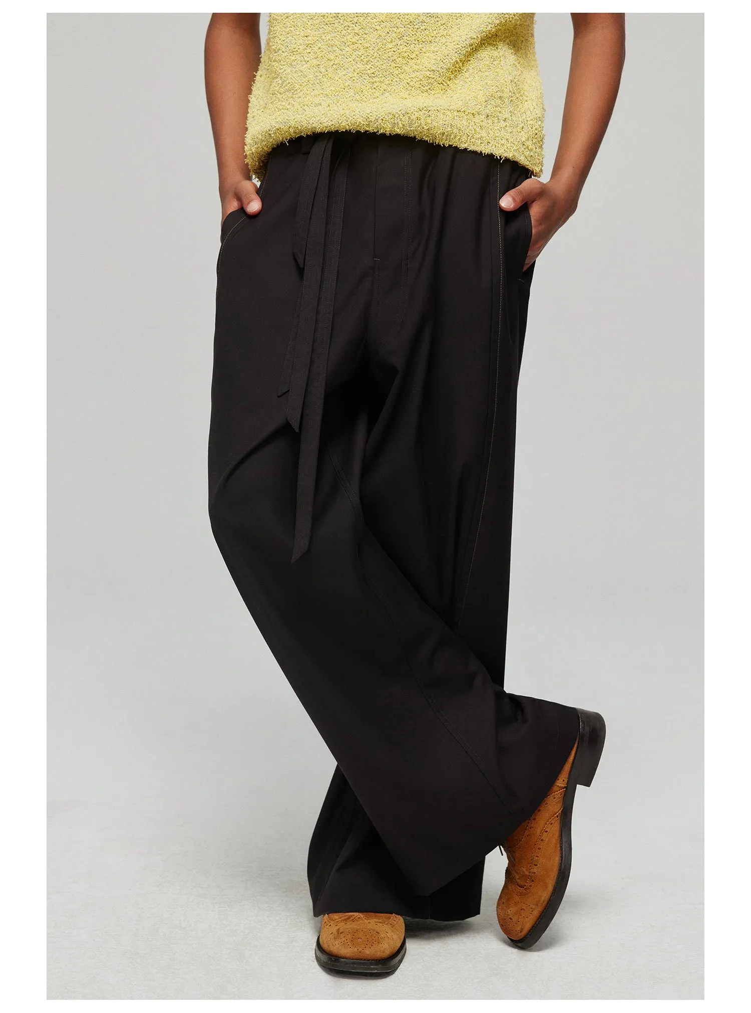 Side seam pressed belt casual pants