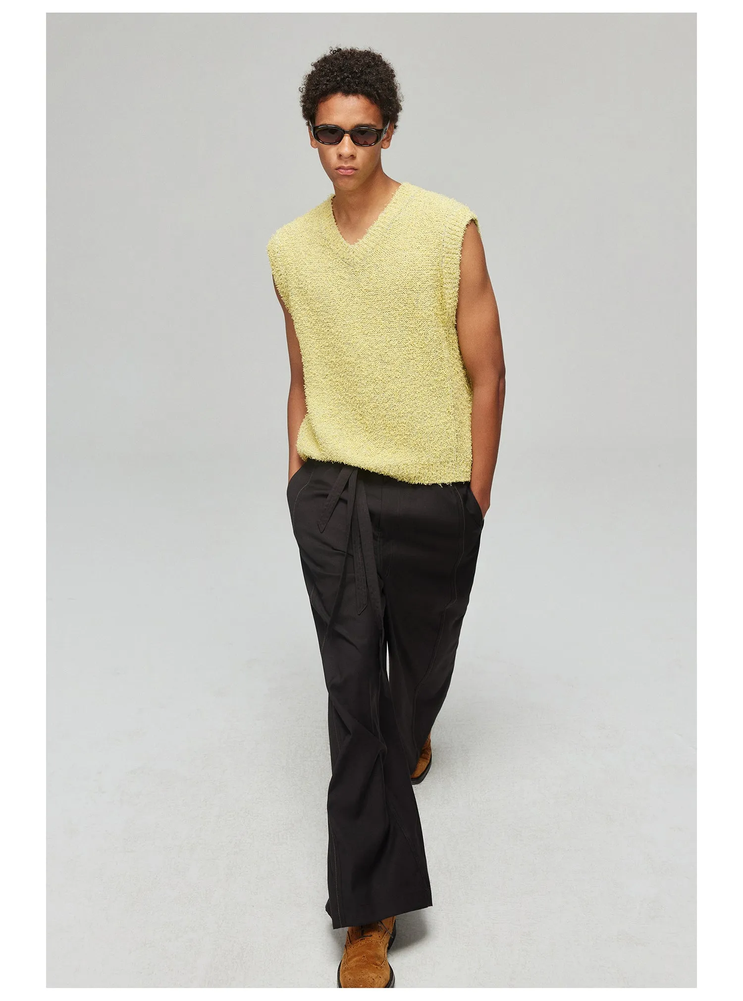 Side seam pressed belt casual pants