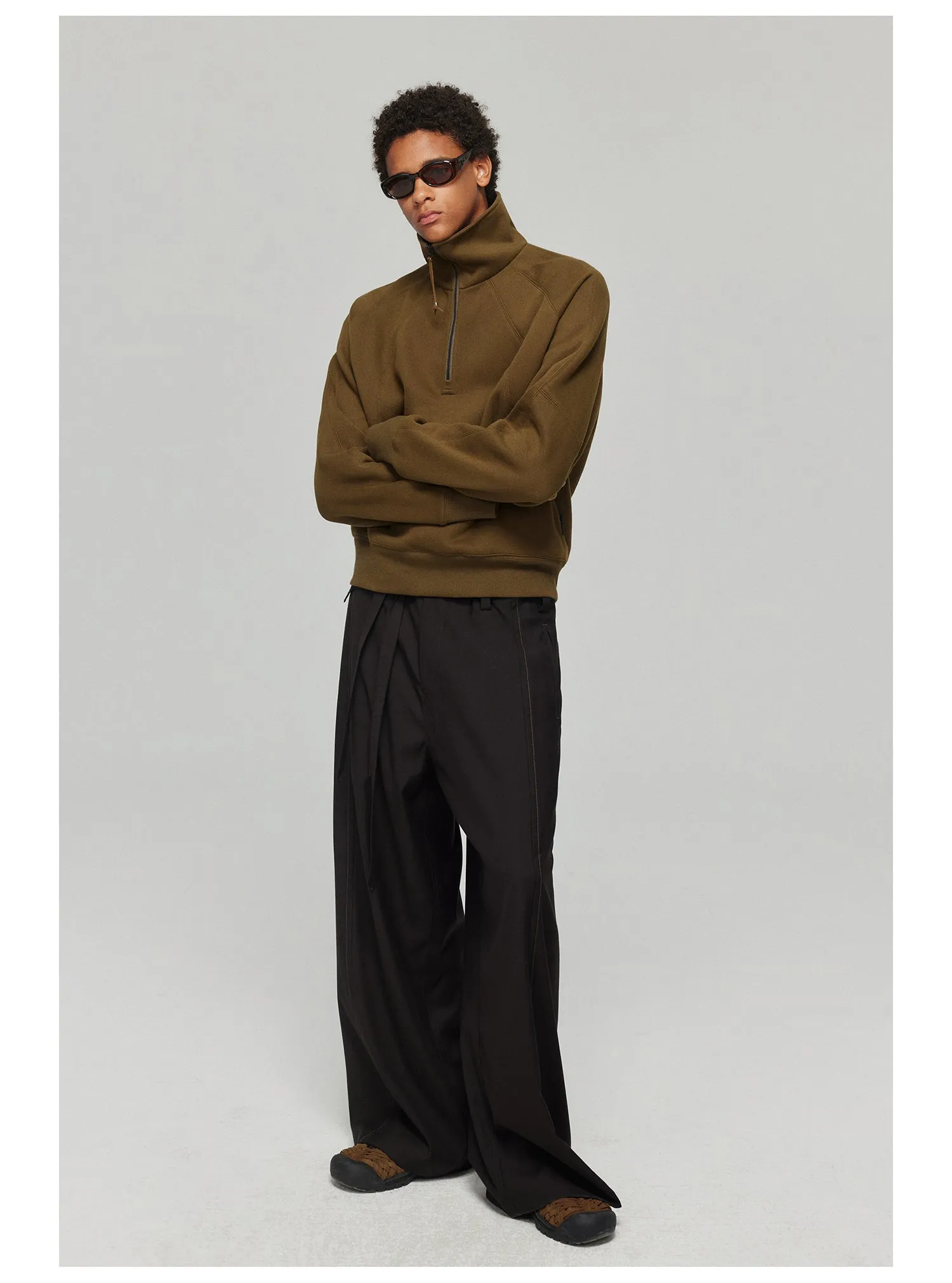 Side seam pressed belt casual pants