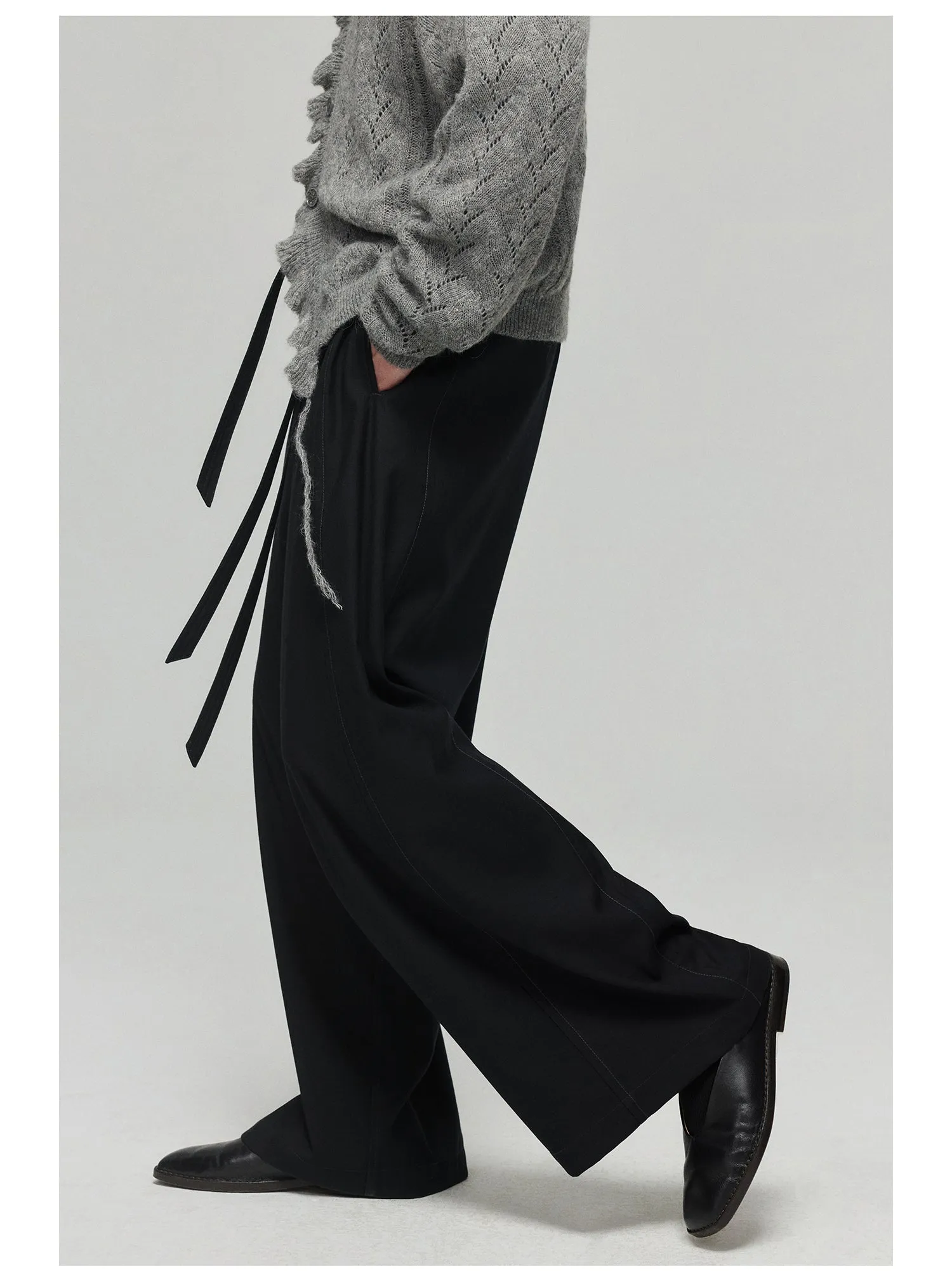 Side seam pressed belt casual pants