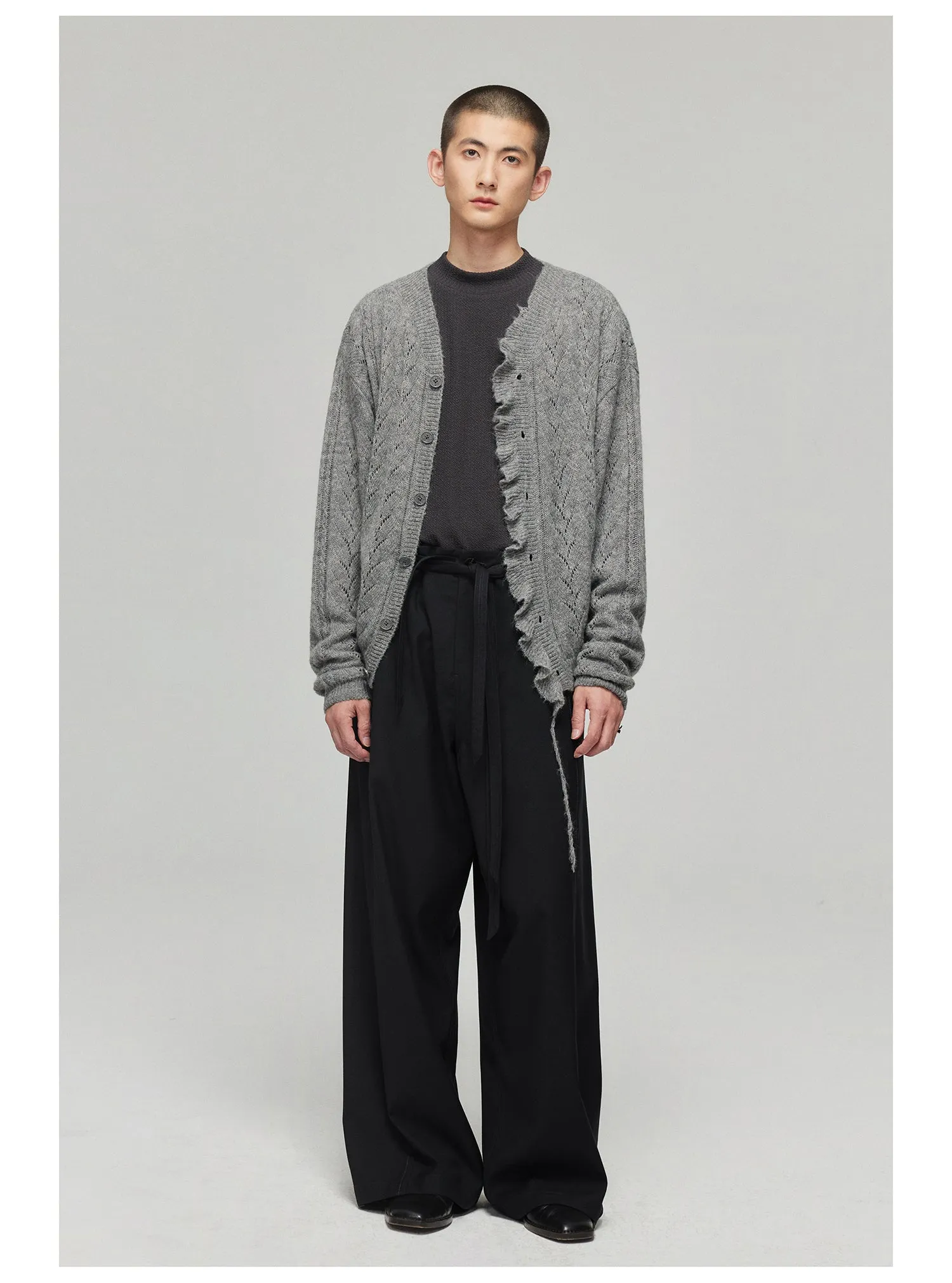 Side seam pressed belt casual pants