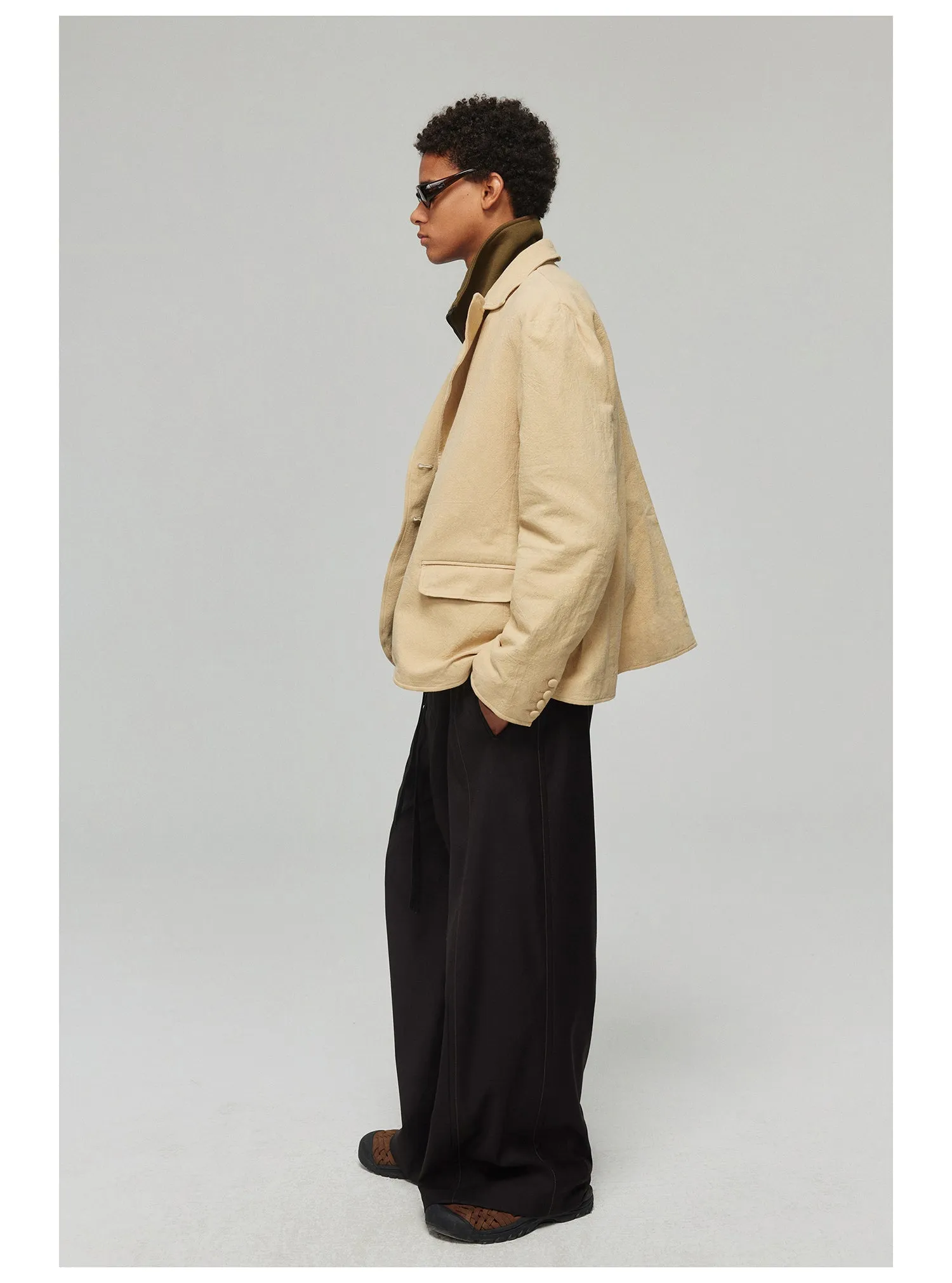 Side seam pressed belt casual pants