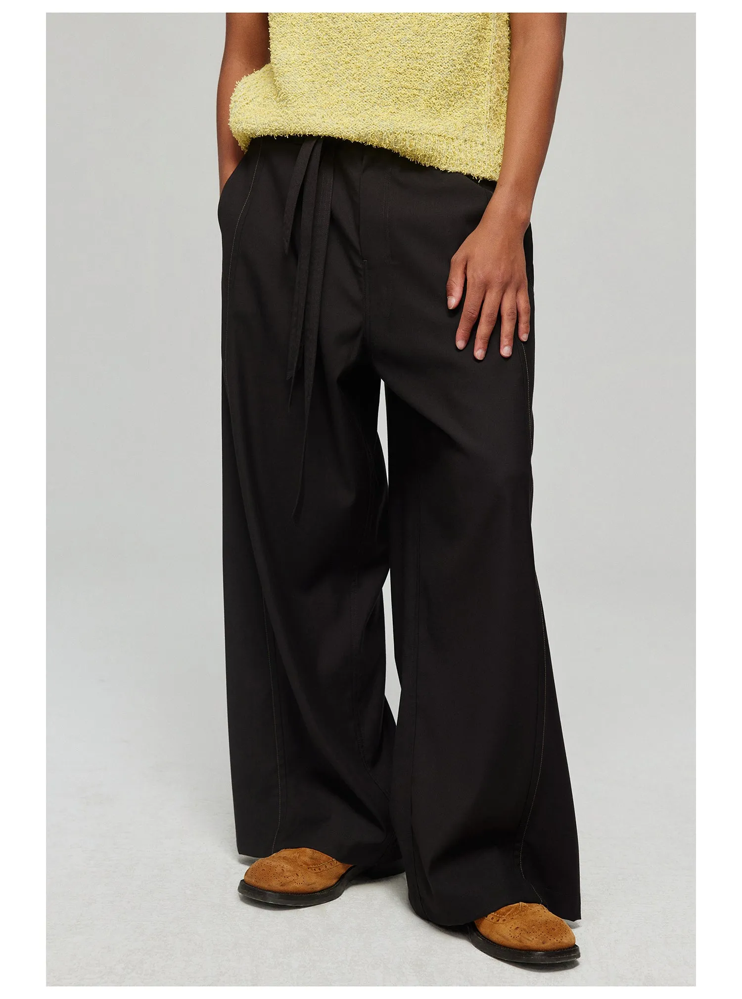 Side seam pressed belt casual pants
