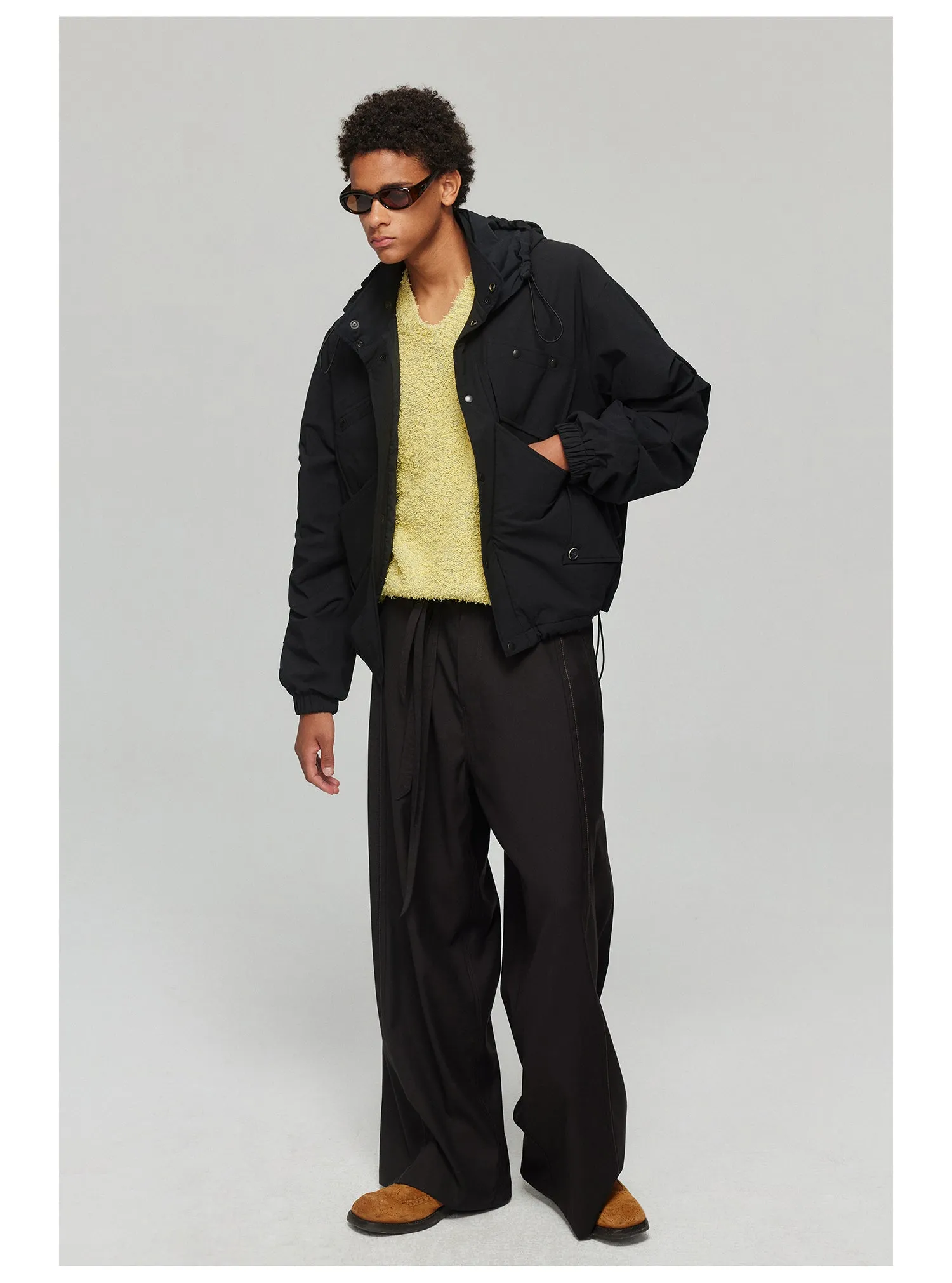 Side seam pressed belt casual pants