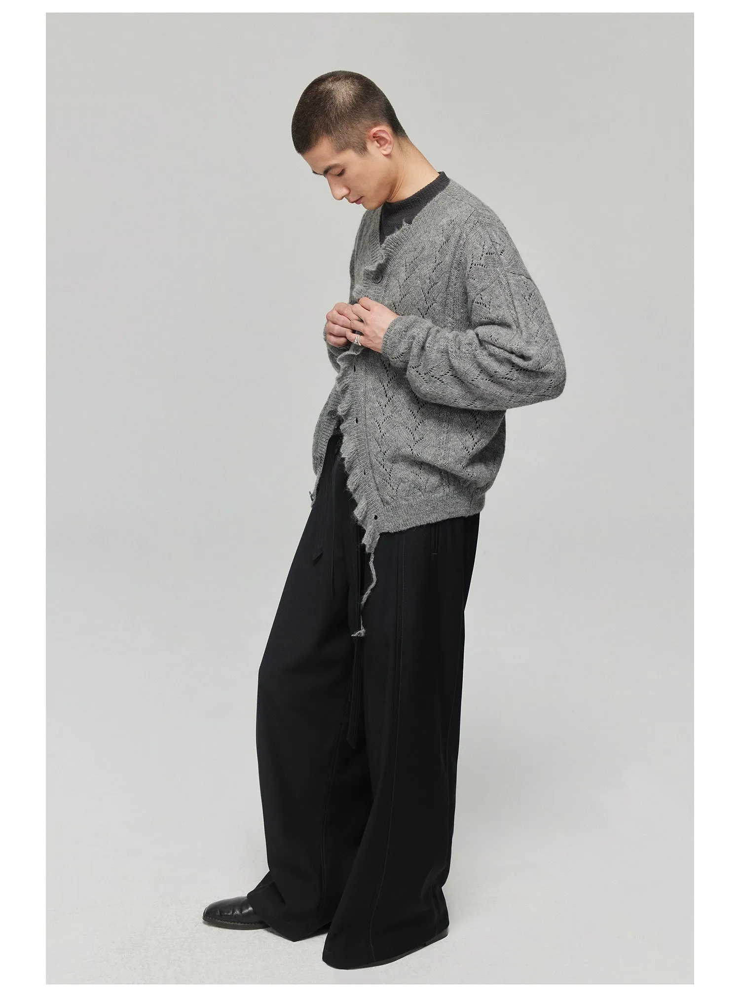 Side seam pressed belt casual pants