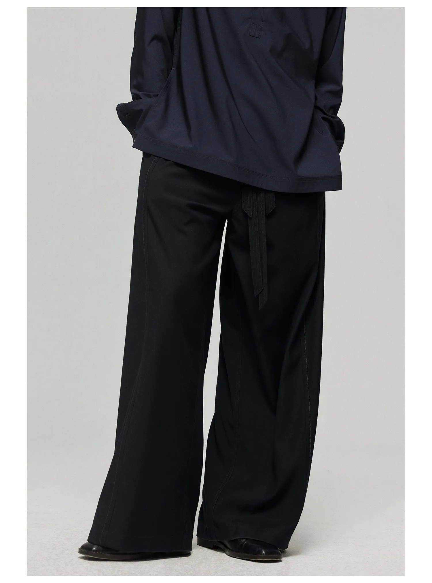 Side seam pressed belt casual pants