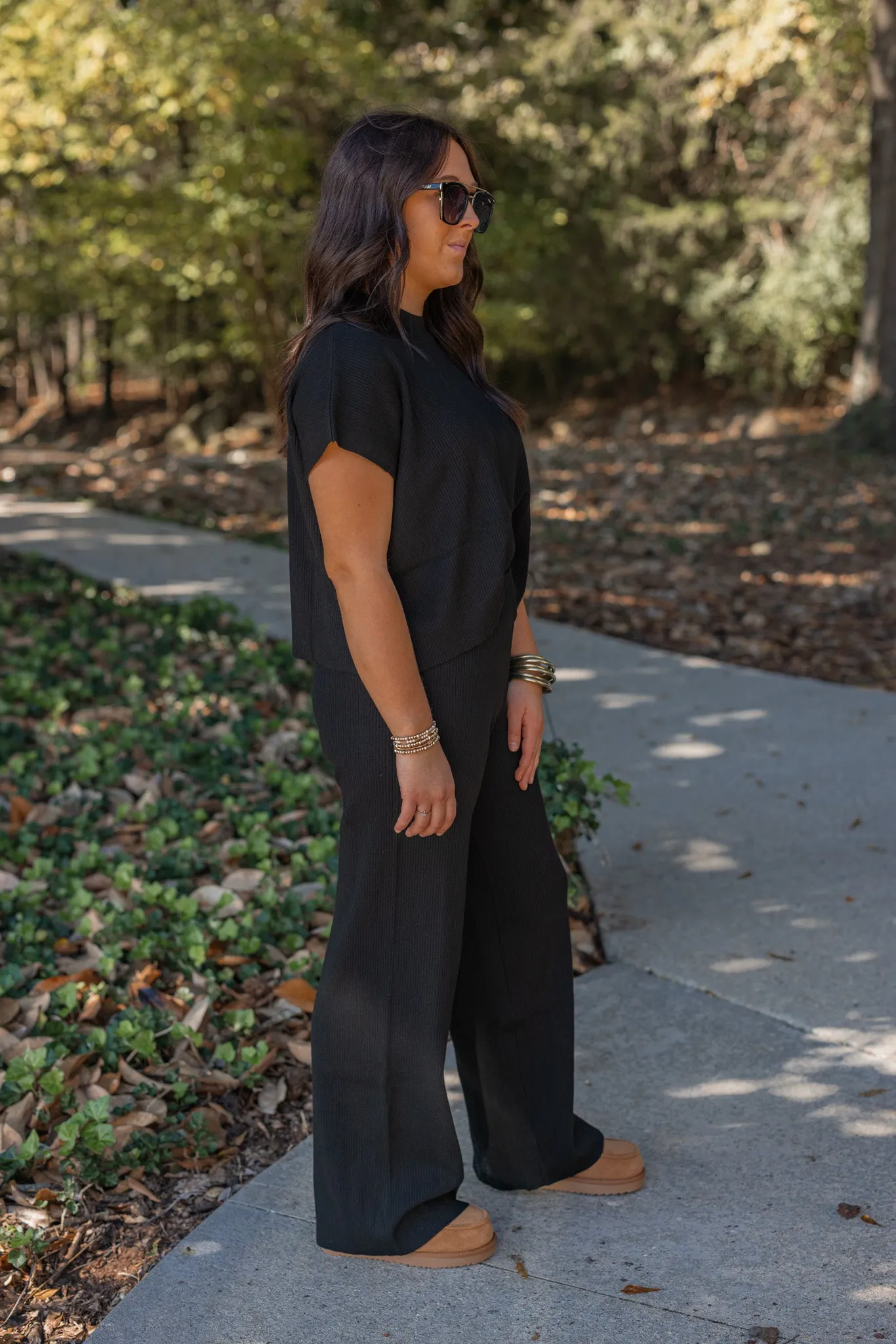 Simple Happiness Black Ribbed Set