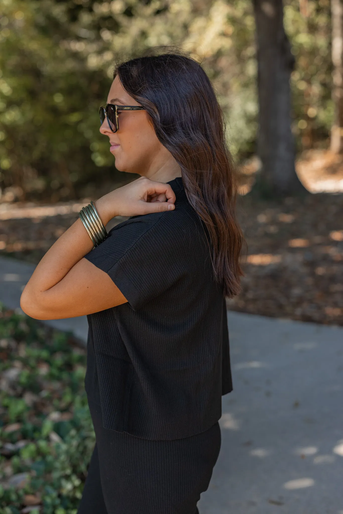 Simple Happiness Black Ribbed Set