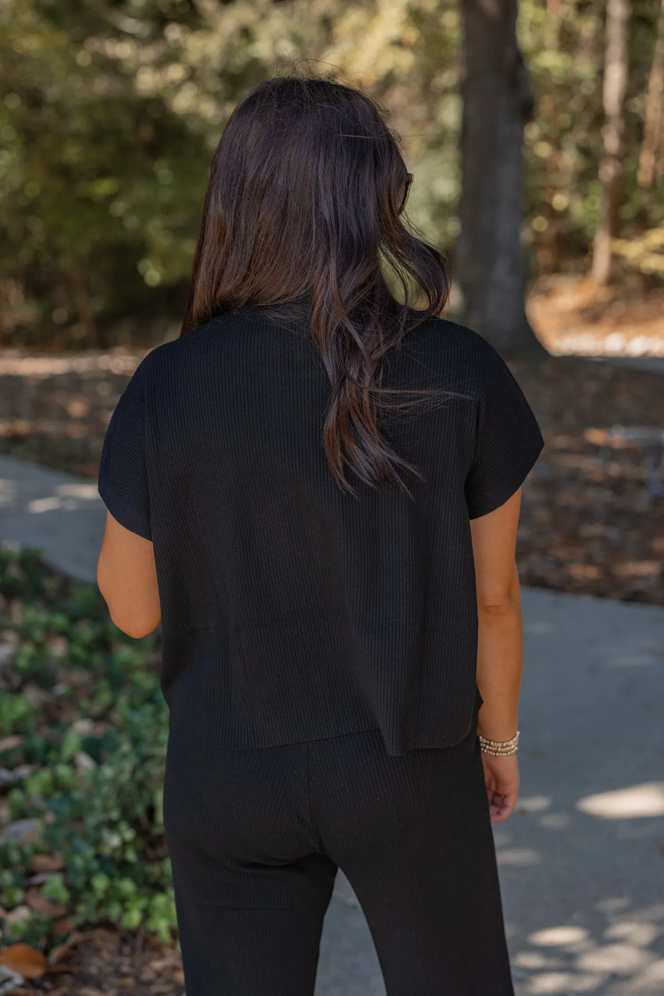 Simple Happiness Black Ribbed Set