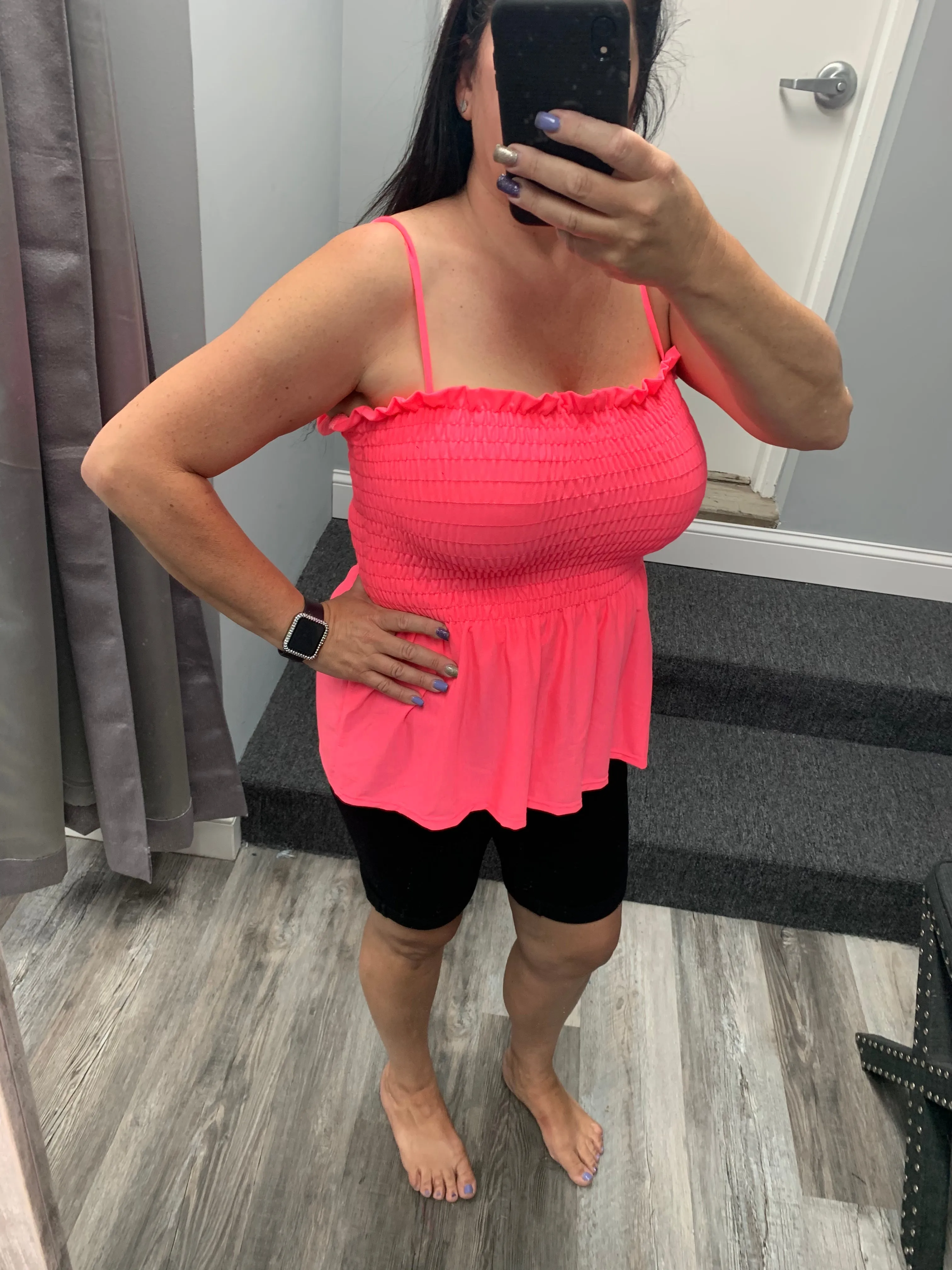 SMOKING AND FLARED SLEEVLESS TOP - ASSORTED COLORS