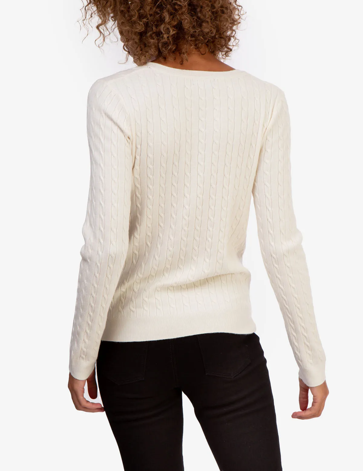 SOFT CABLE V-NECK SWEATER