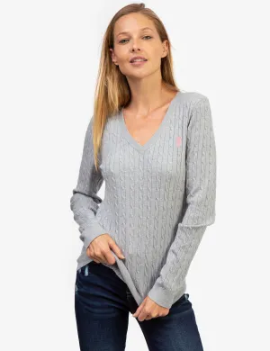 SOFT CABLE V-NECK SWEATER