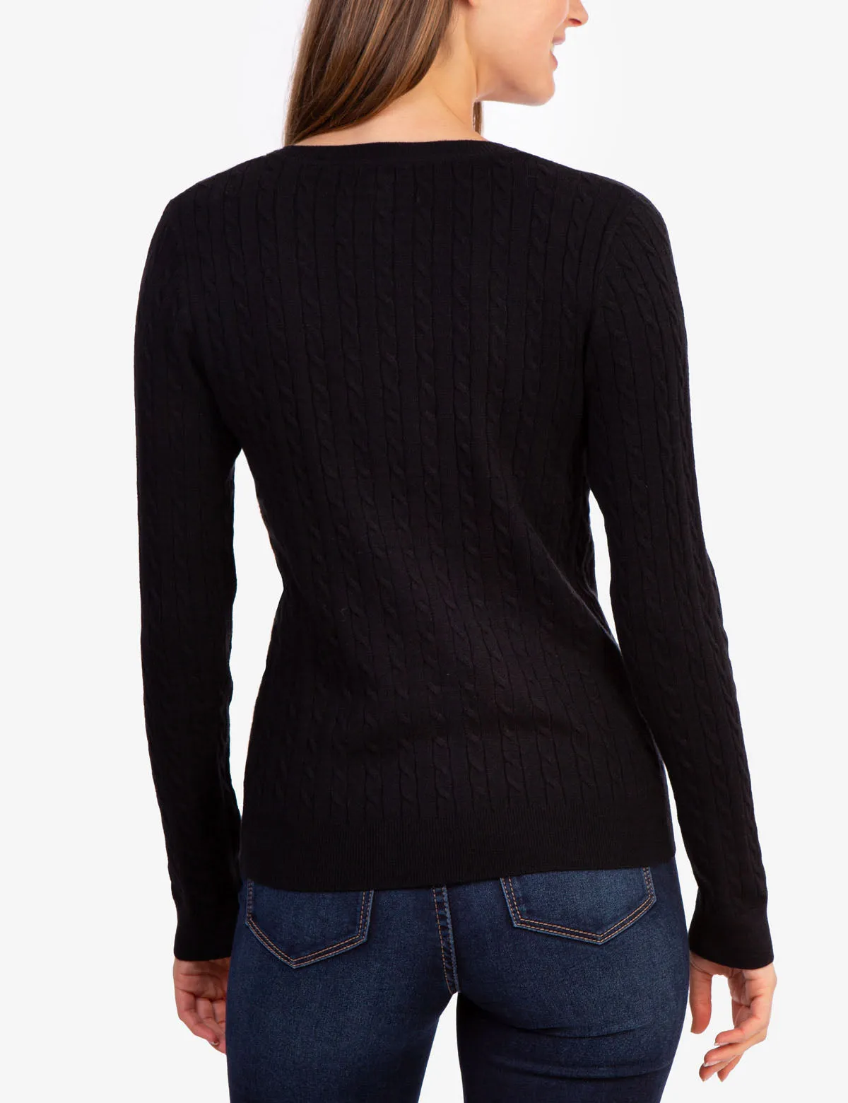 SOFT CABLE V-NECK SWEATER