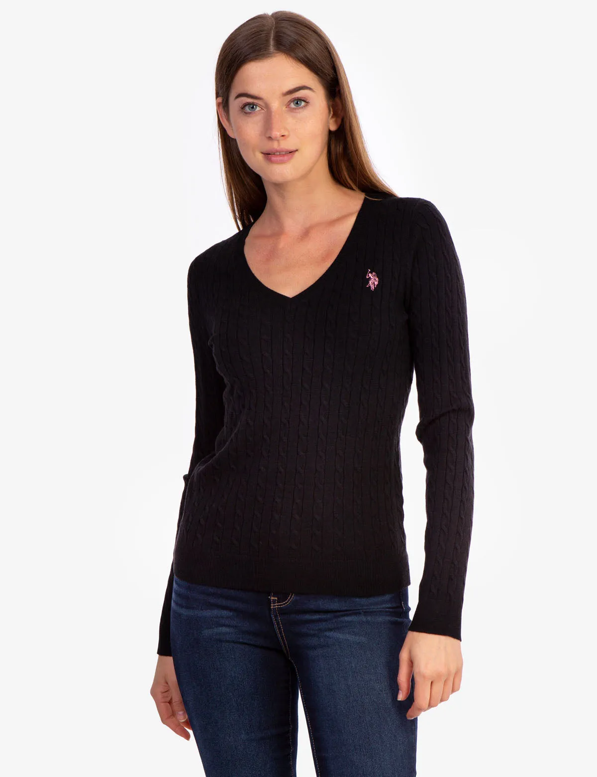 SOFT CABLE V-NECK SWEATER