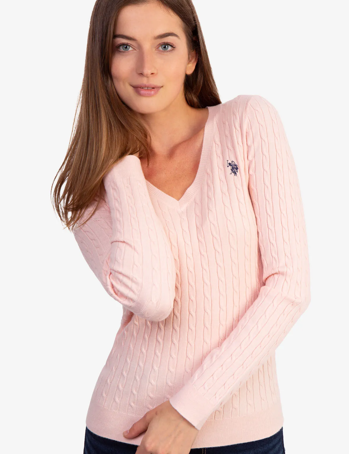SOFT CABLE V-NECK SWEATER