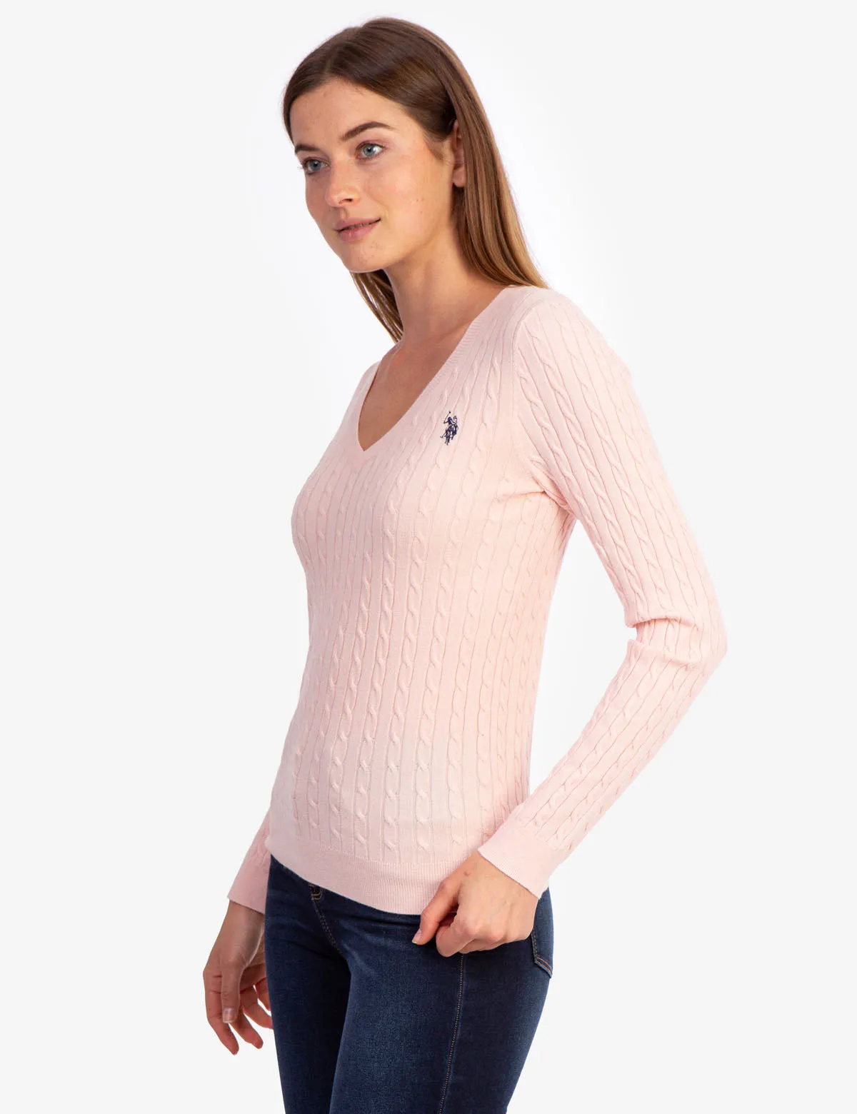 SOFT CABLE V-NECK SWEATER