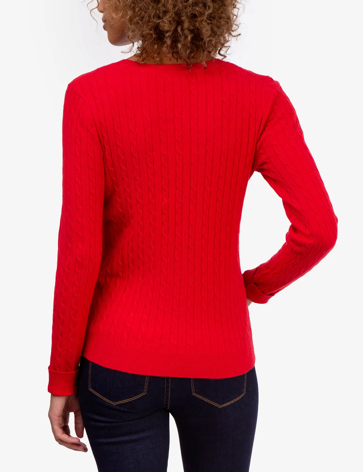 SOFT CABLE V-NECK SWEATER
