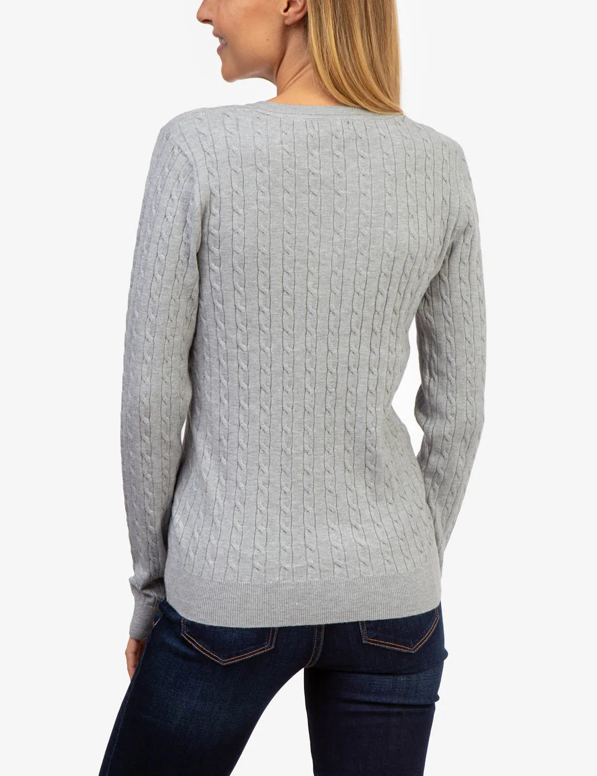 SOFT CABLE V-NECK SWEATER