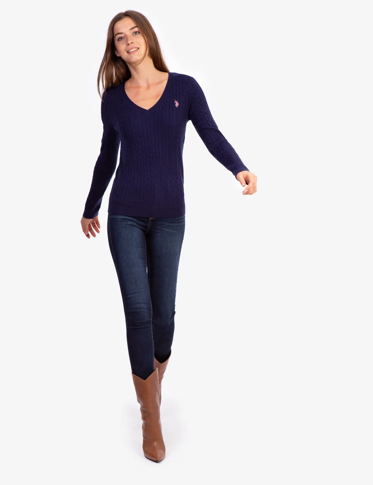 SOFT CABLE V-NECK SWEATER