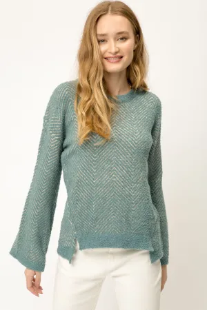 Soft Chevron Pattern Pullover Sweater