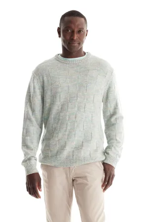Soft Cloth Crewneck Sweater in Space Dye Merino - Aqua