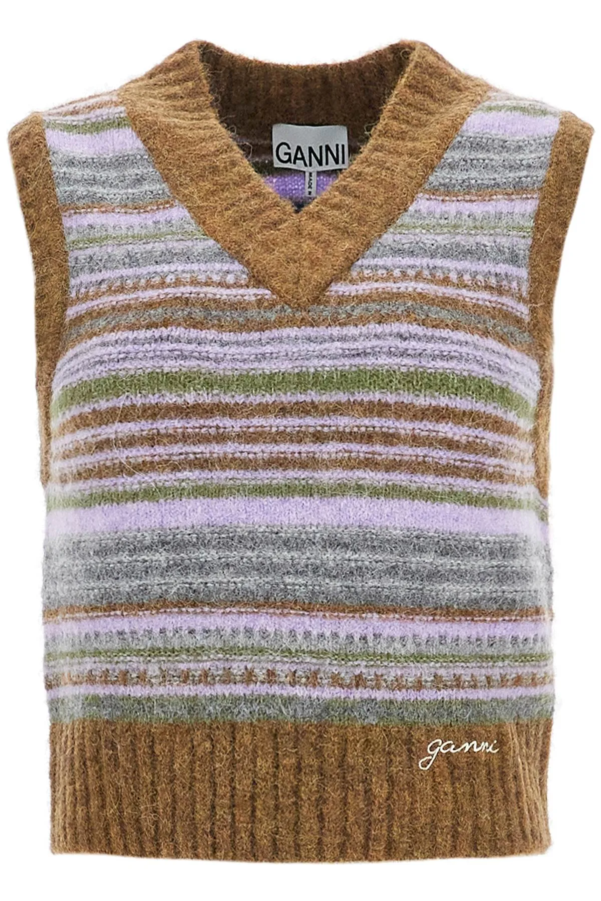 'soft striped knit vest with a comfortable K2356 MILITARY OLIVE
