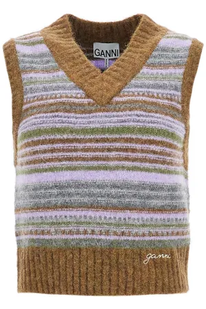 'soft striped knit vest with a comfortable K2356 MILITARY OLIVE
