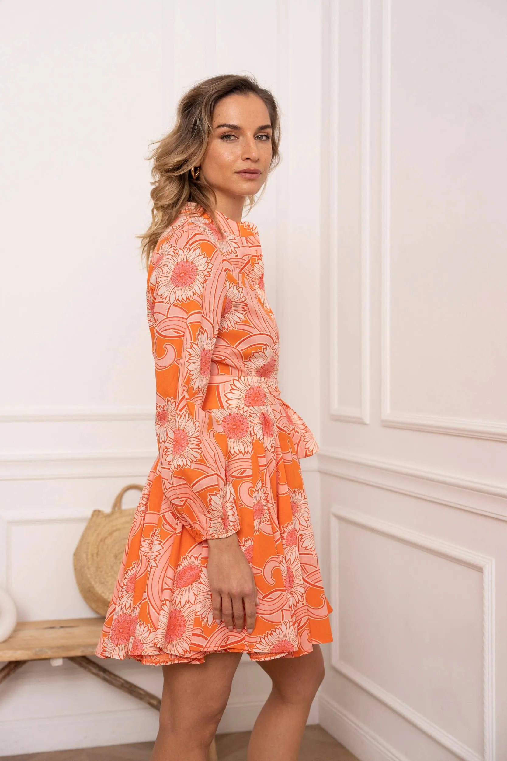 Sonia Skater Dress in Orange Blossom printed cotton