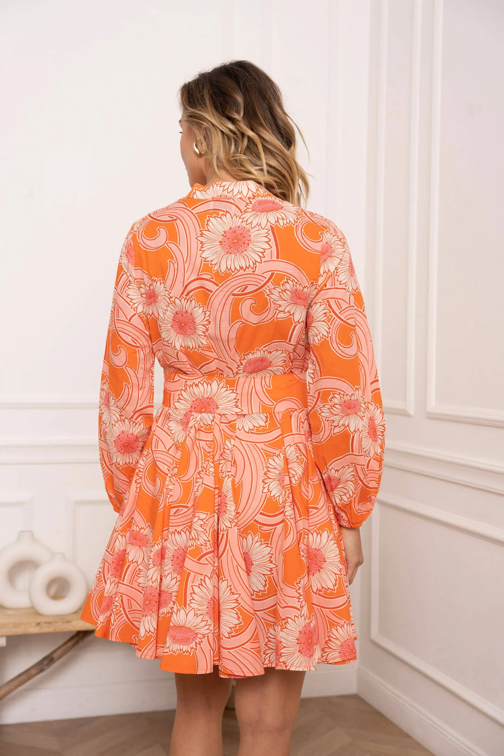 Sonia Skater Dress in Orange Blossom printed cotton