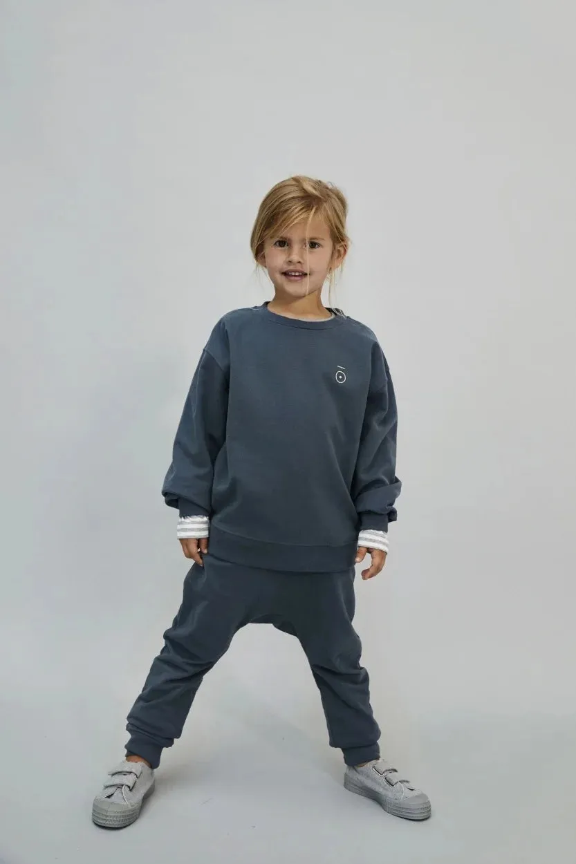 Sweater Dropped Shoulder 10Y Blue Grey