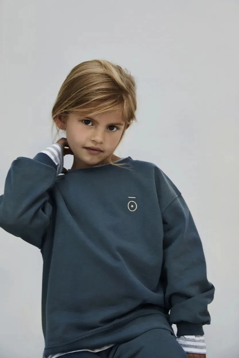 Sweater Dropped Shoulder 10Y Blue Grey
