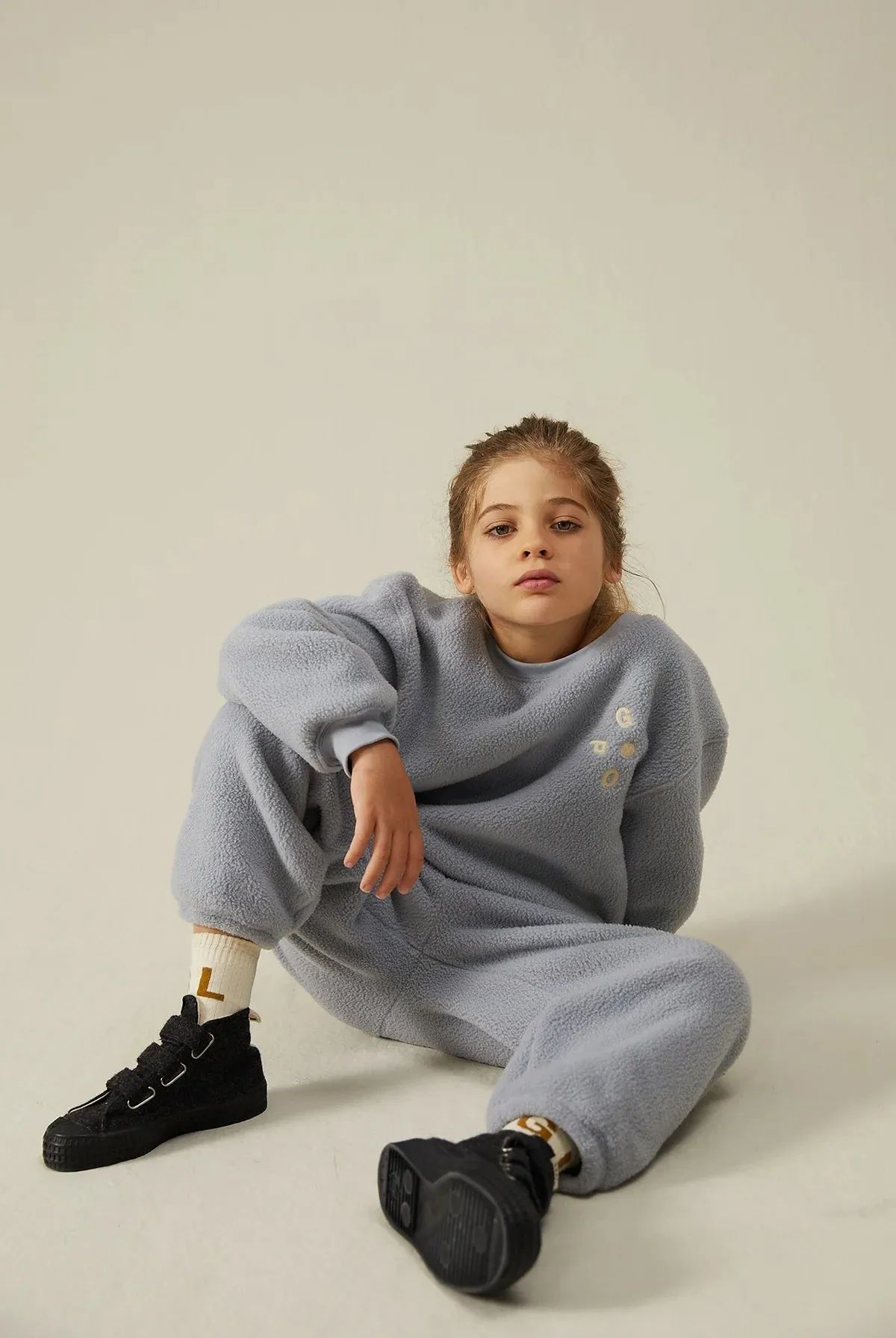 Sweater Dropped Shoulder Teddy POP Stone Grey