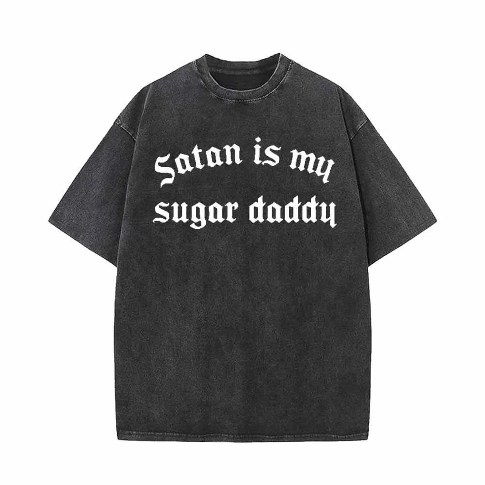Vintage Washed Satan Is My Sugar Daddy T-shirt