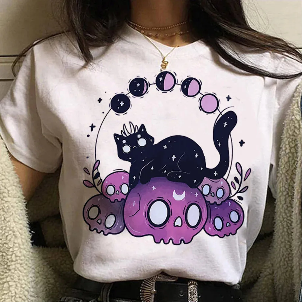 White Goth Cat Themed T-Shirts