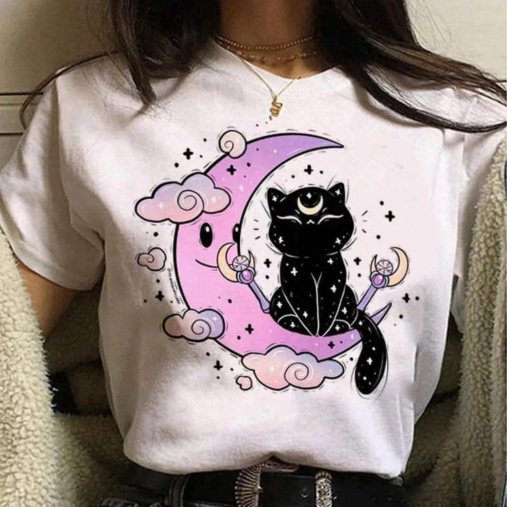 White Goth Cat Themed T-Shirts