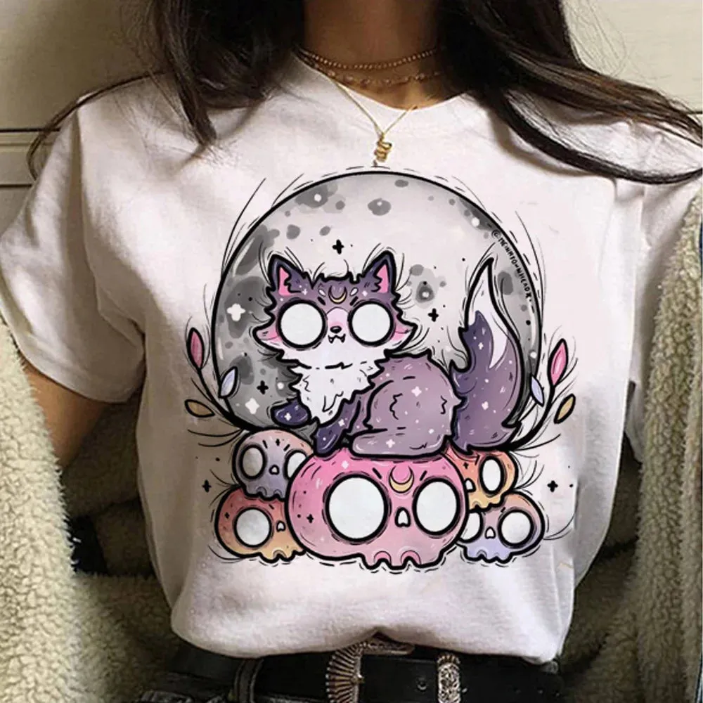 White Goth Cat Themed T-Shirts