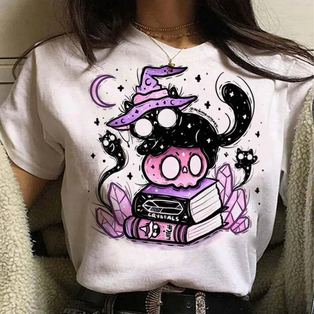 White Goth Cat Themed T-Shirts