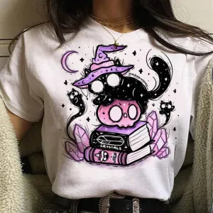 White Goth Cat Themed T-Shirts