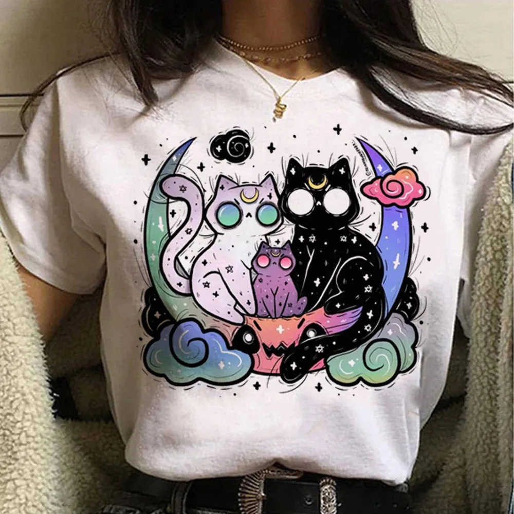 White Goth Cat Themed T-Shirts