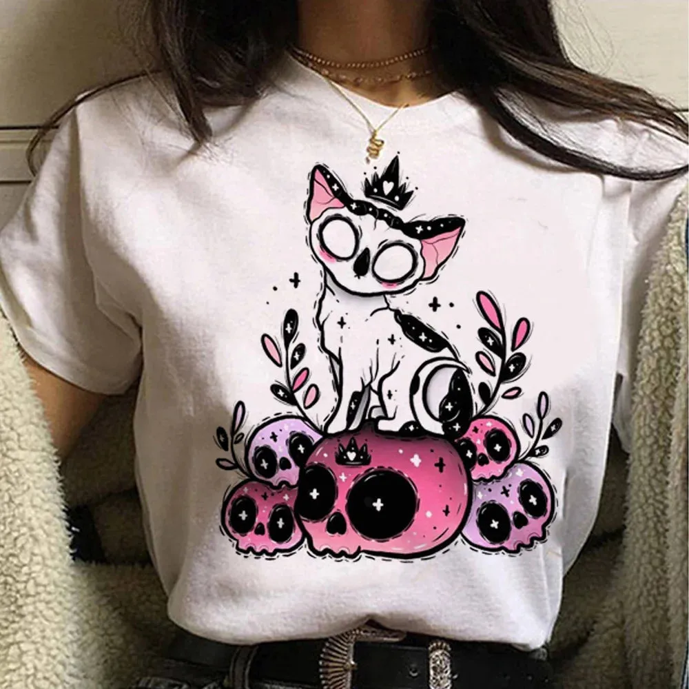 White Goth Cat Themed T-Shirts