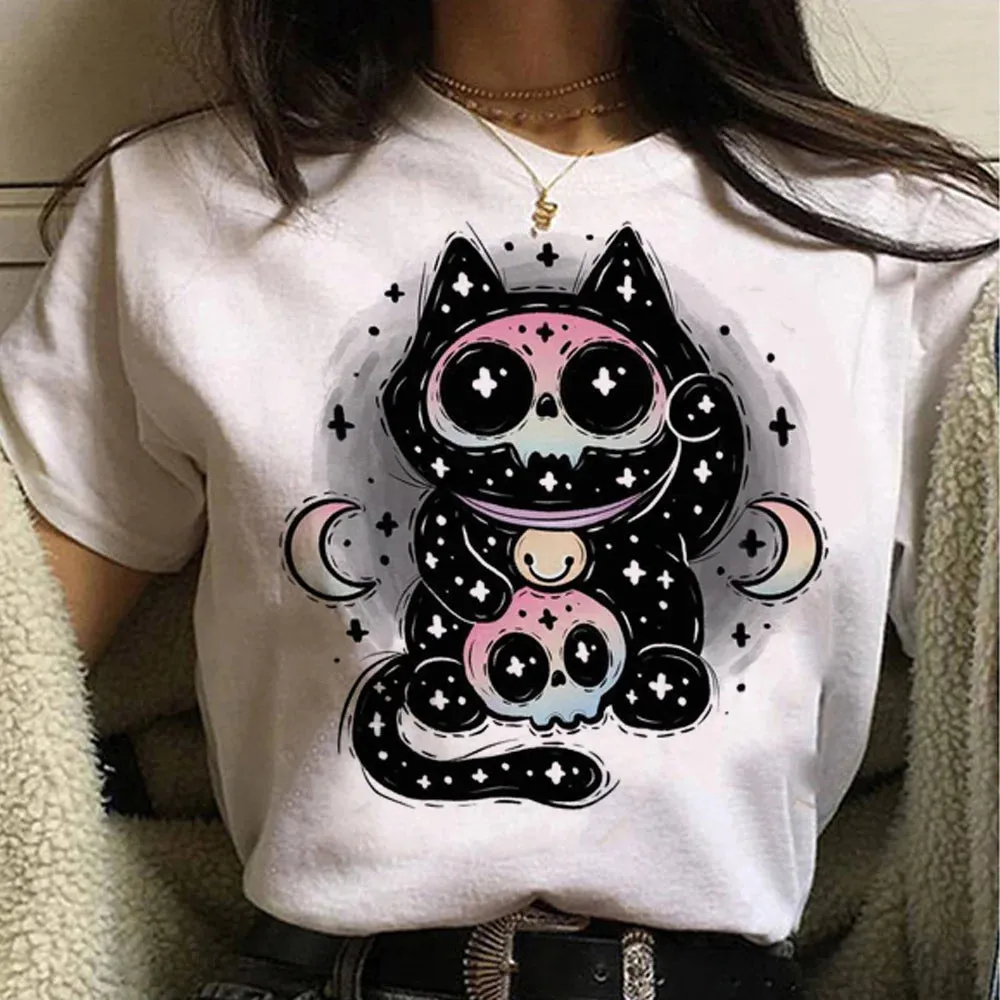 White Goth Cat Themed T-Shirts