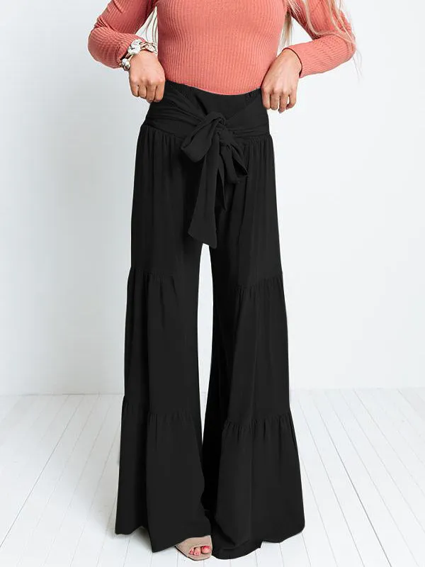 xakxx 11 Colors Simple High Waisted Solid Color Casual Wide Leg Pants