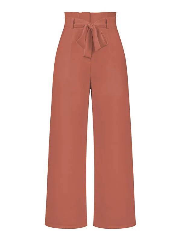 xakxx Simple Loose Wide Leg Solid Color Casual Pants Bottoms